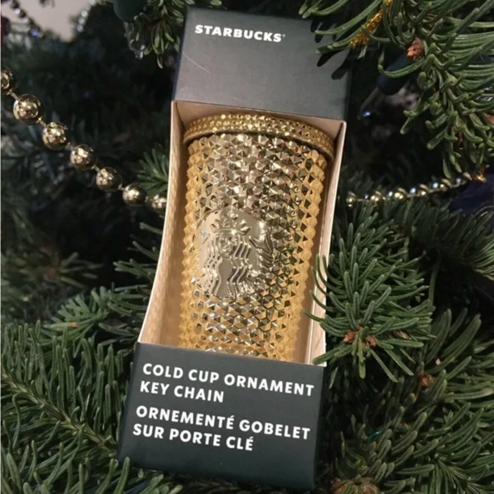 Starbucks Gold Bling Plastic Ornament/Keychain